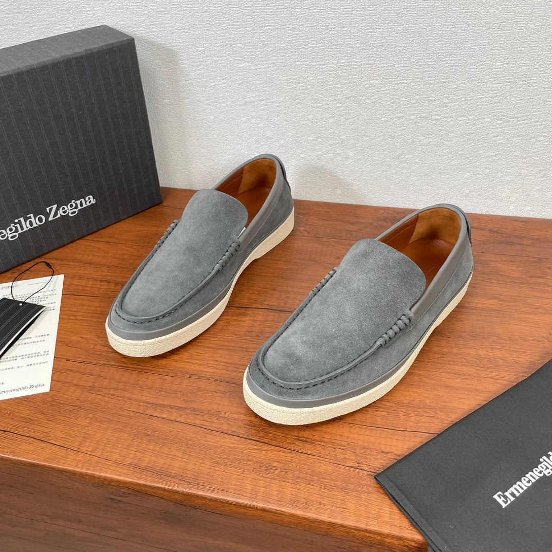 Zegna Men's Suede Leather Slip-On Loafers