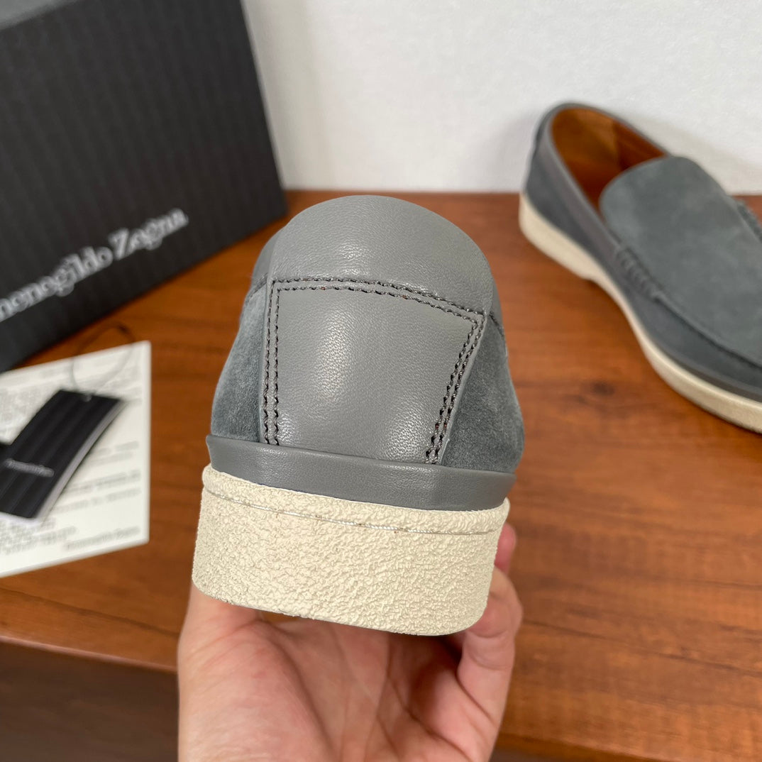 Zegna Men's Suede Leather Slip-On Loafers