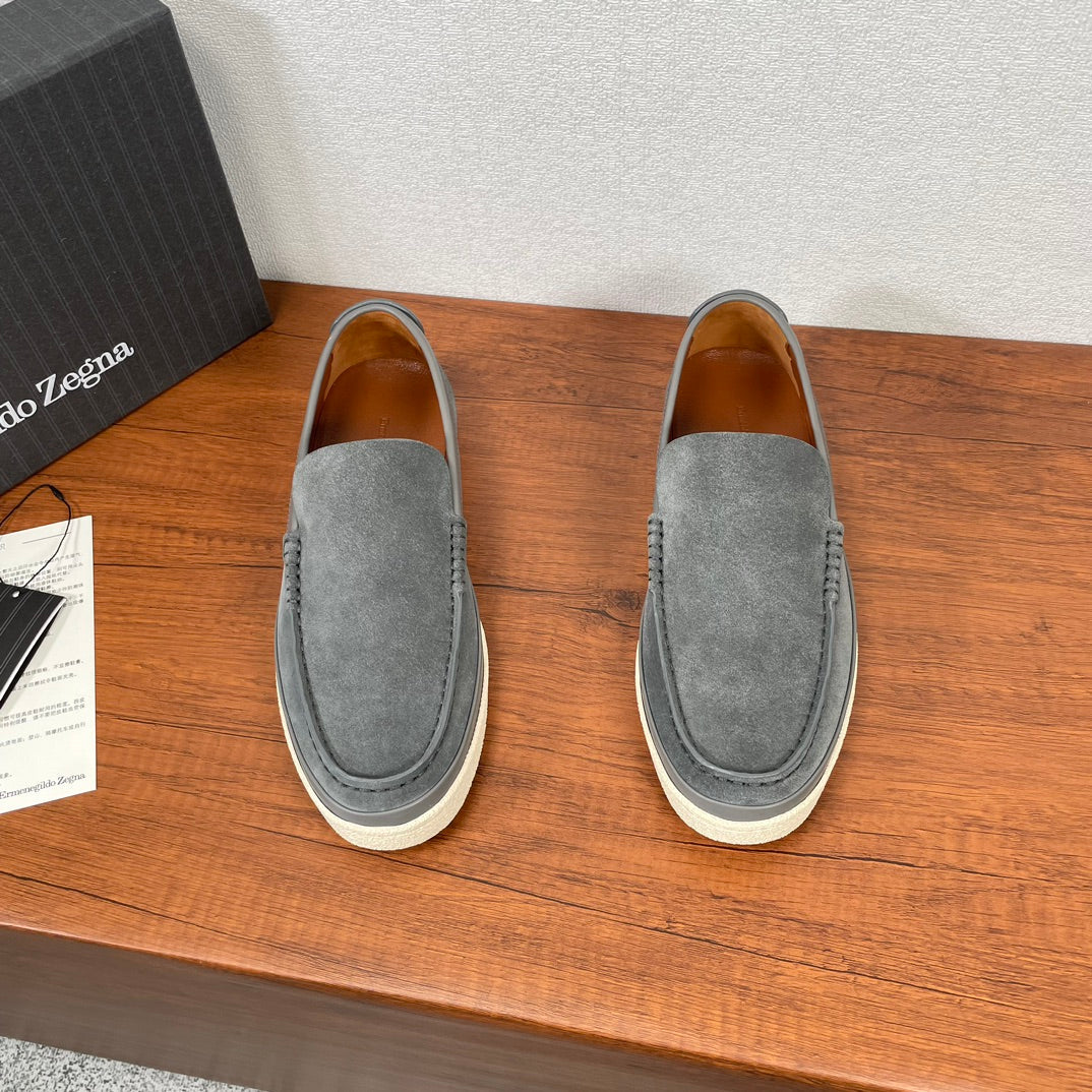 Zegna Men's Suede Leather Slip-On Loafers