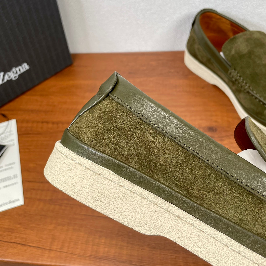 Zegna Men's Suede Leather Slip-On Loafers