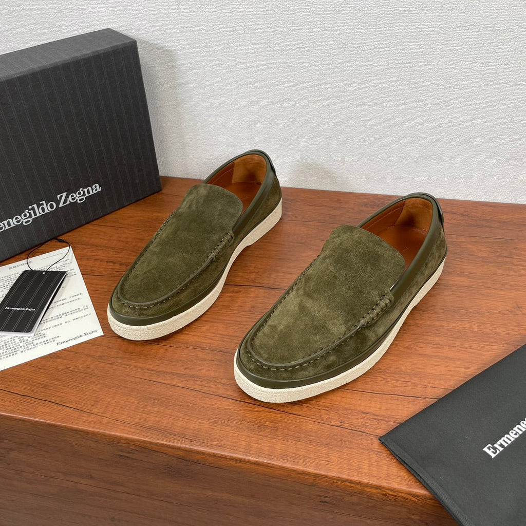 Zegna Men's Suede Leather Slip-On Loafers