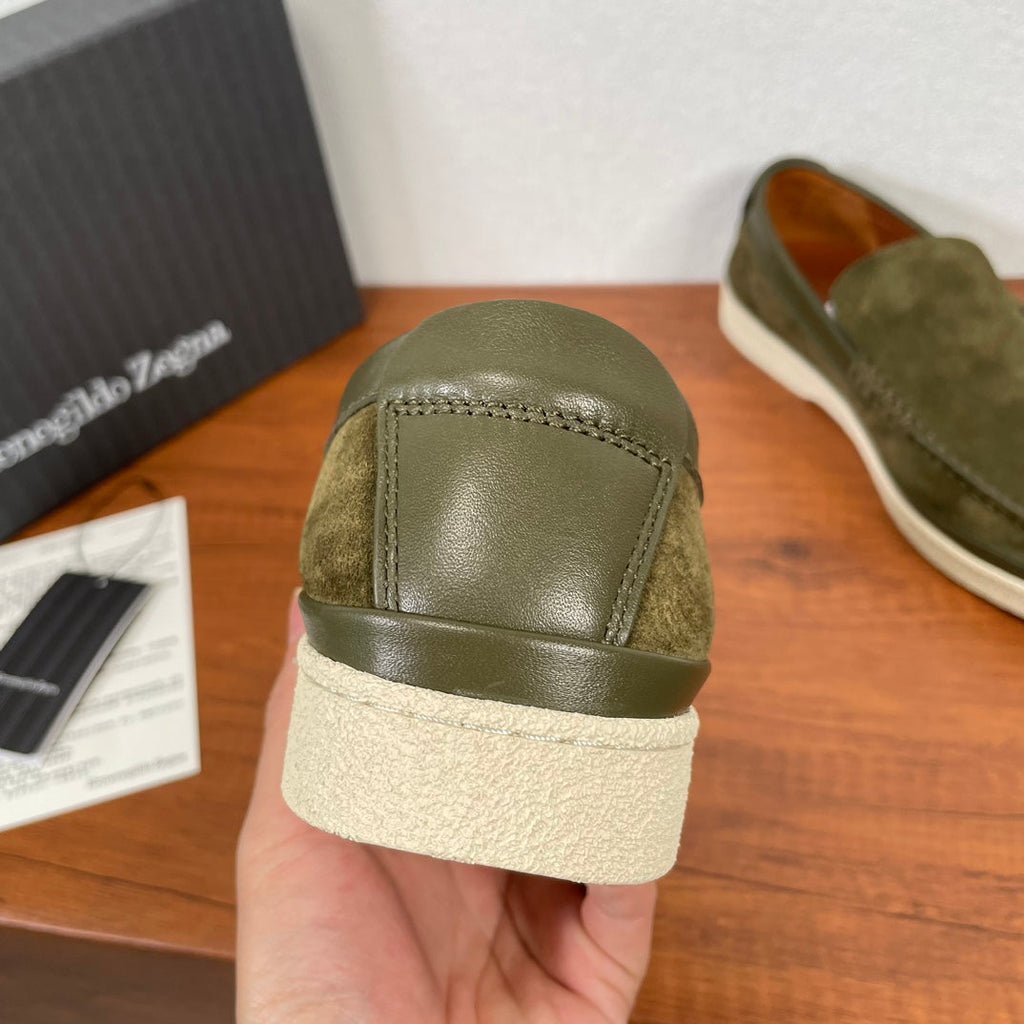 Zegna Men's Suede Leather Slip-On Loafers