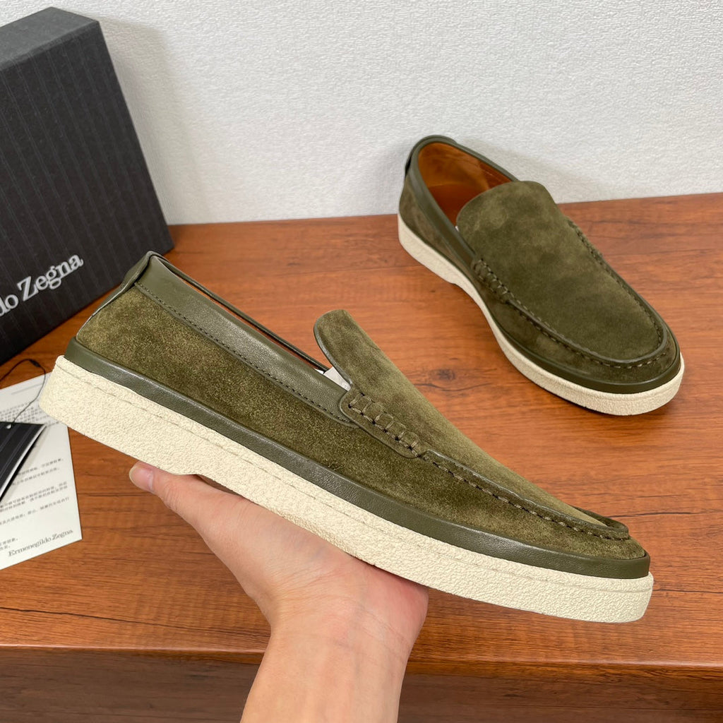 Zegna Men's Suede Leather Slip-On Loafers