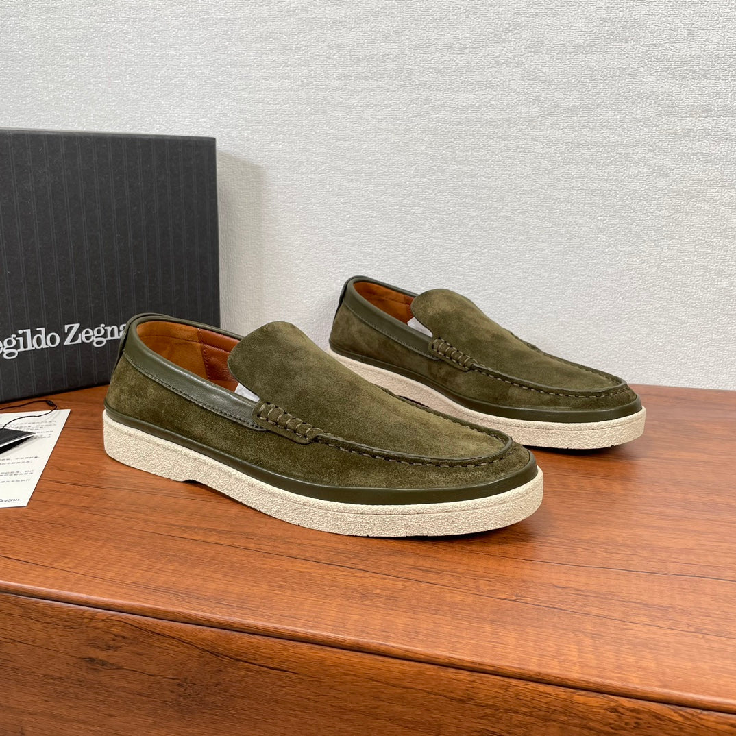 Zegna Men's Suede Leather Slip-On Loafers