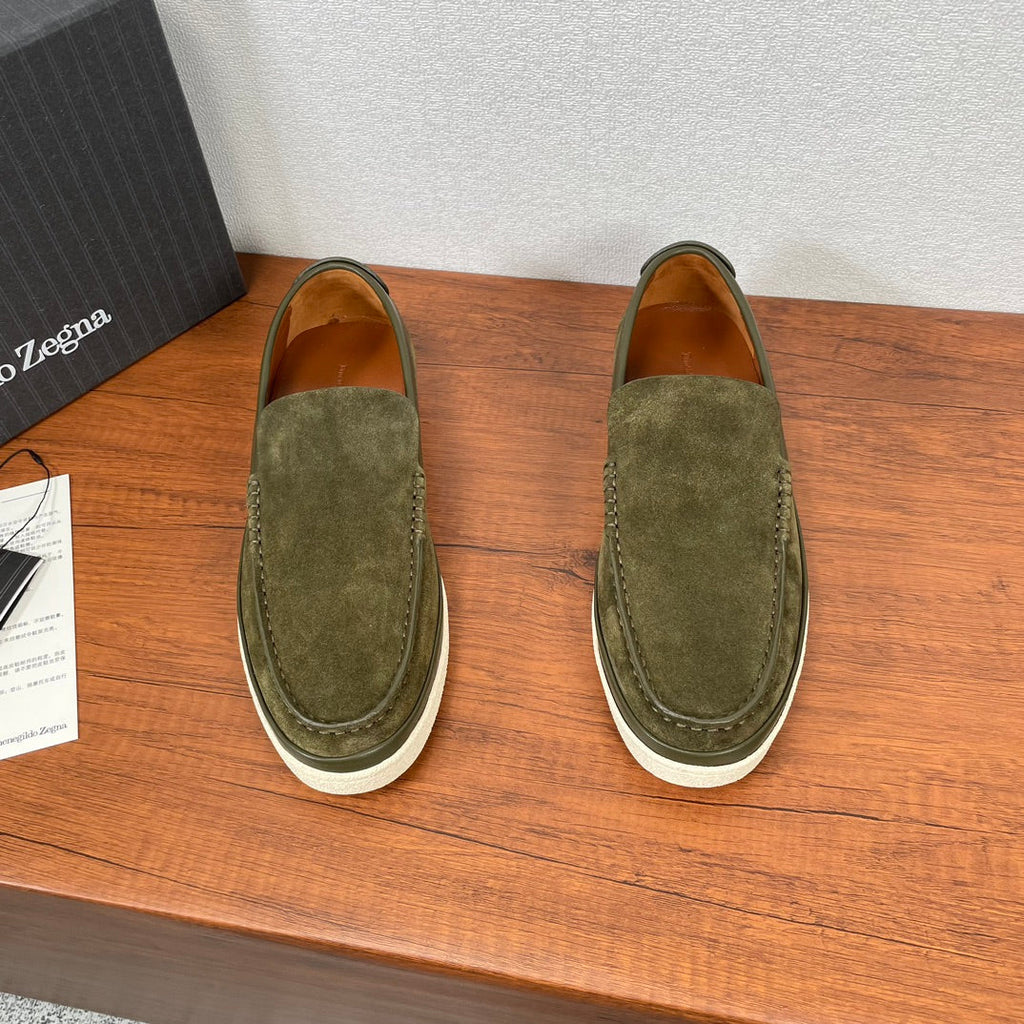 Zegna Men's Suede Leather Slip-On Loafers