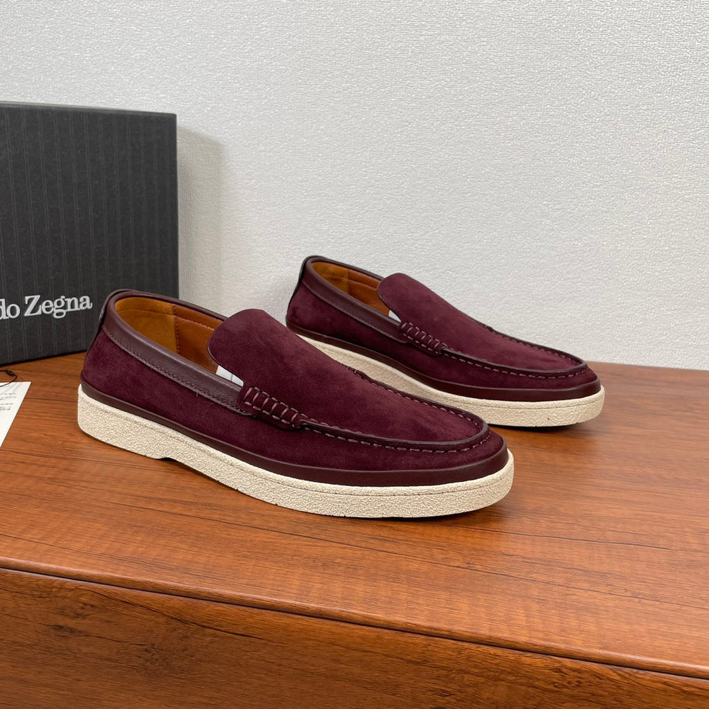Zegna Men's Suede Leather Slip-On Loafers