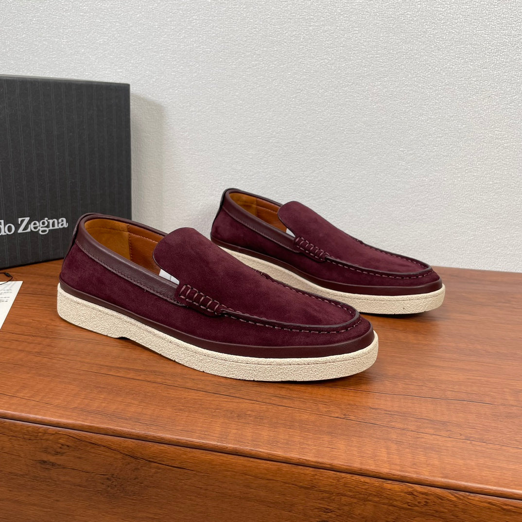 Zegna Men's Suede Leather Slip-On Loafers