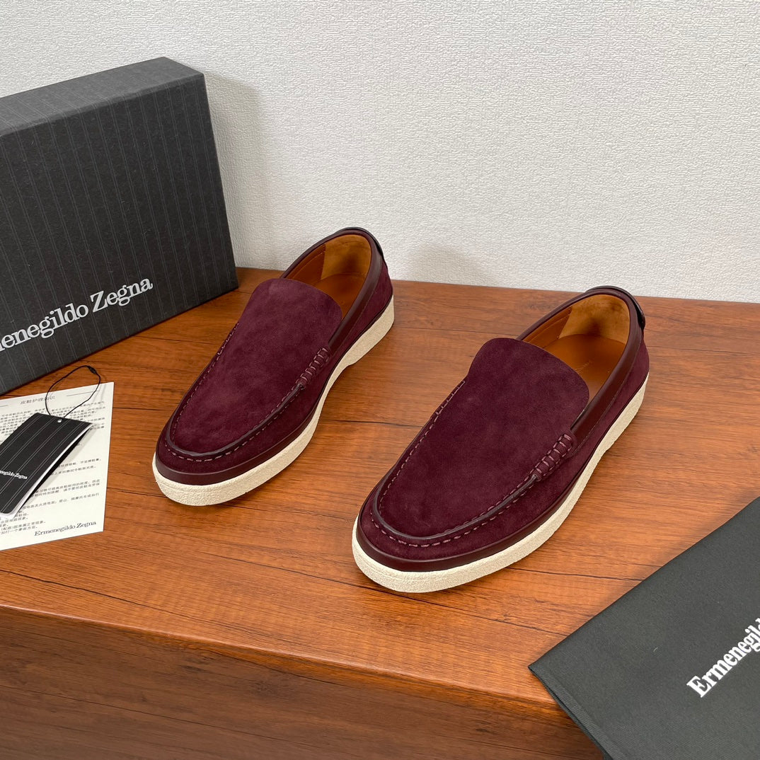 Zegna Men's Suede Leather Slip-On Loafers