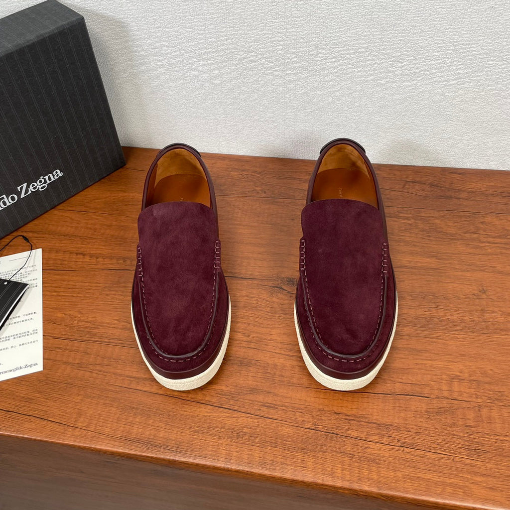 Zegna Men's Suede Leather Slip-On Loafers