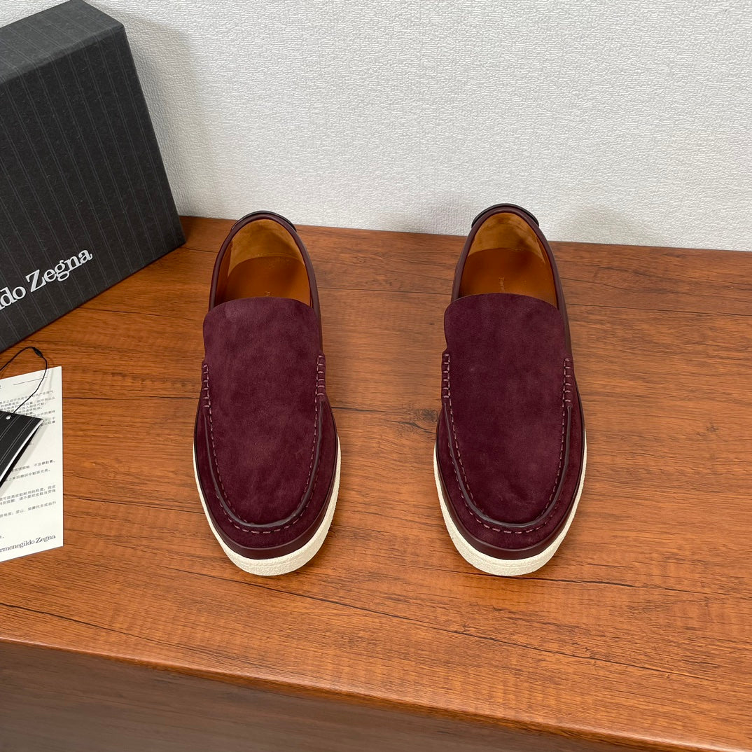 Zegna Men's Suede Leather Slip-On Loafers