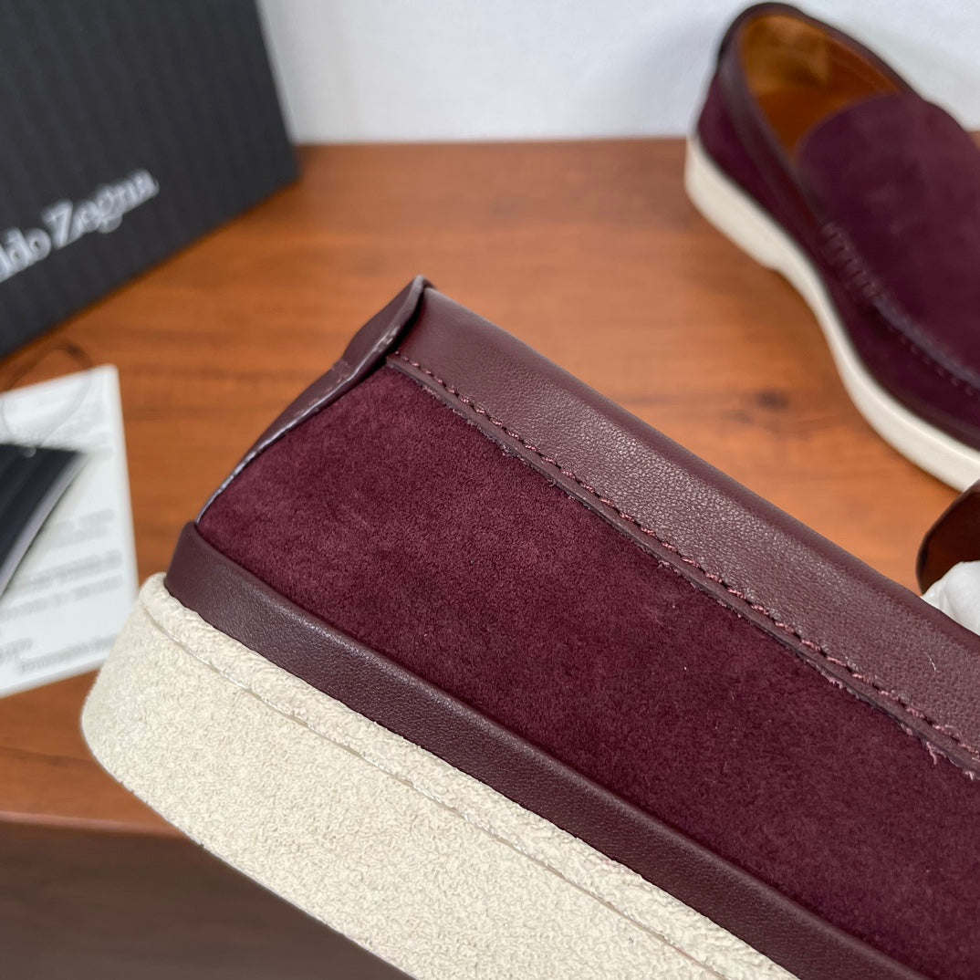 Zegna Men's Suede Leather Slip-On Loafers