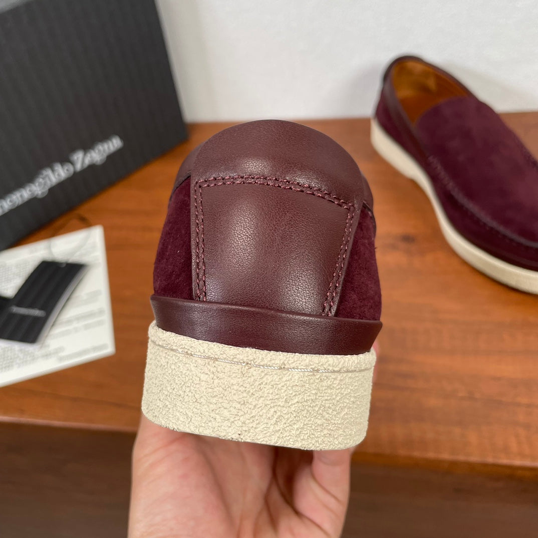 Zegna Men's Suede Leather Slip-On Loafers