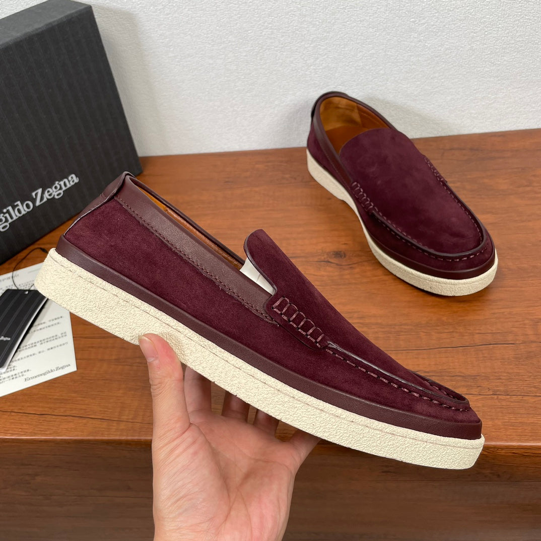 Zegna Men's Suede Leather Slip-On Loafers
