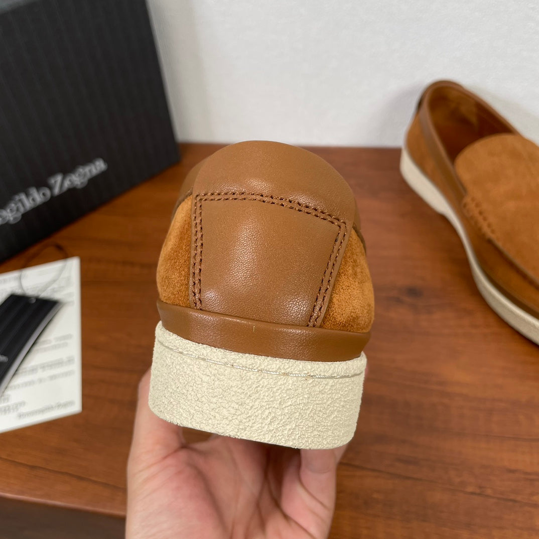 Zegna Men's Suede Leather Slip-On Loafers