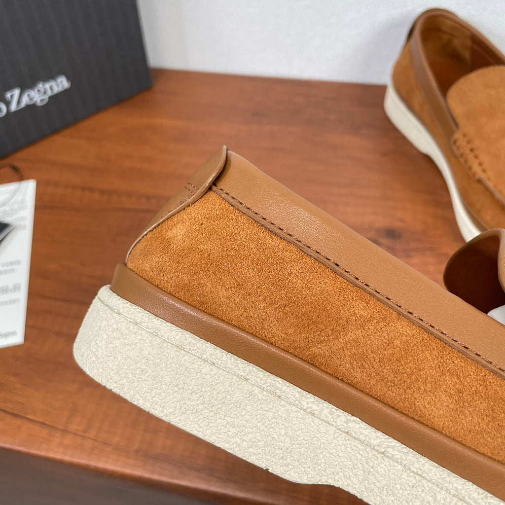 Zegna Men's Suede Leather Slip-On Loafers