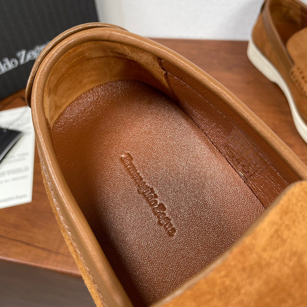 Zegna Men's Suede Leather Slip-On Loafers