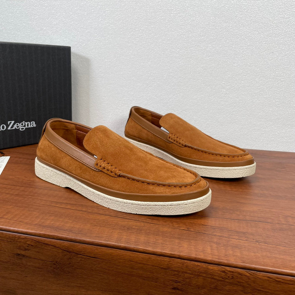 Zegna Men's Suede Leather Slip-On Loafers