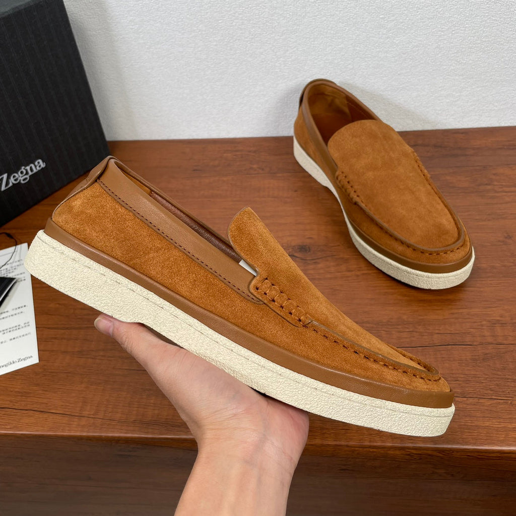 Zegna Men's Suede Leather Slip-On Loafers