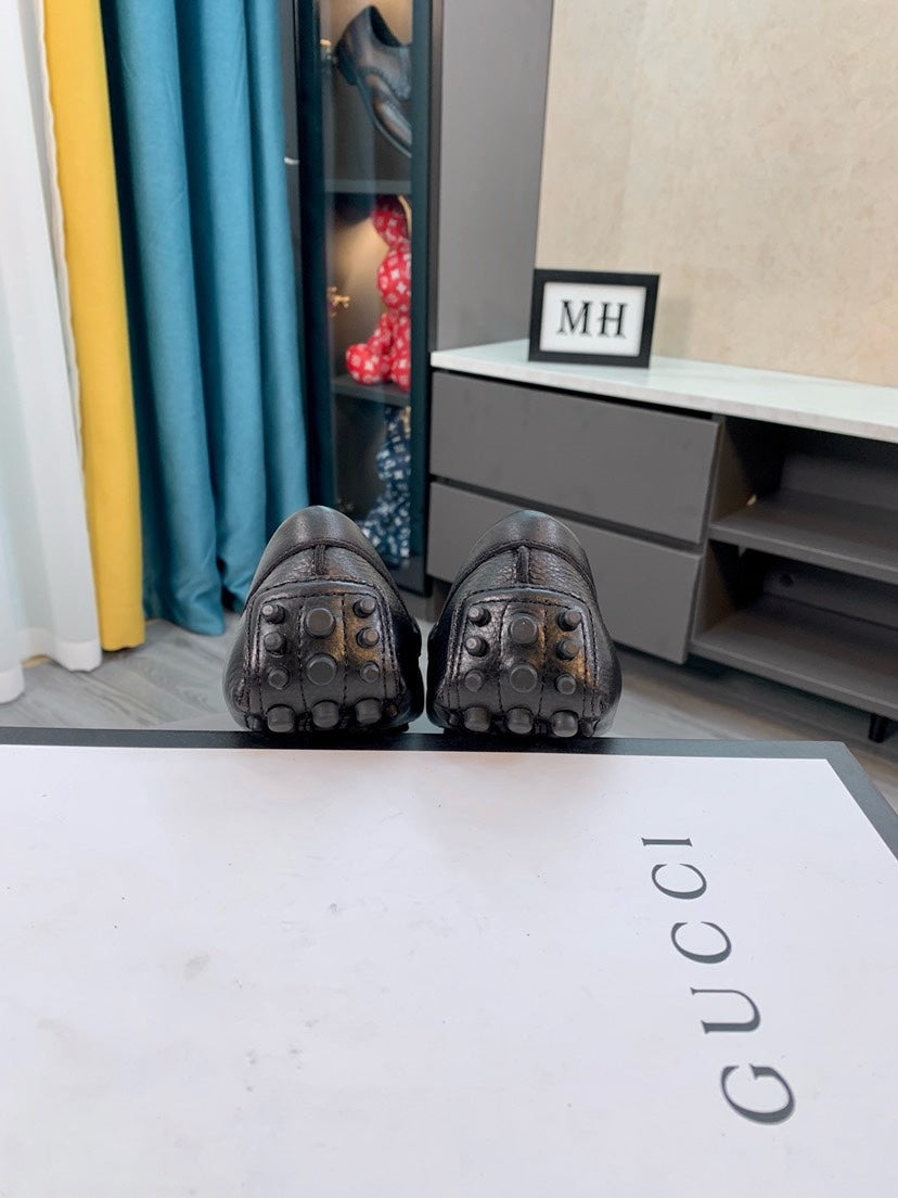 Gucci Men's Embossed Leather Driving Shoes