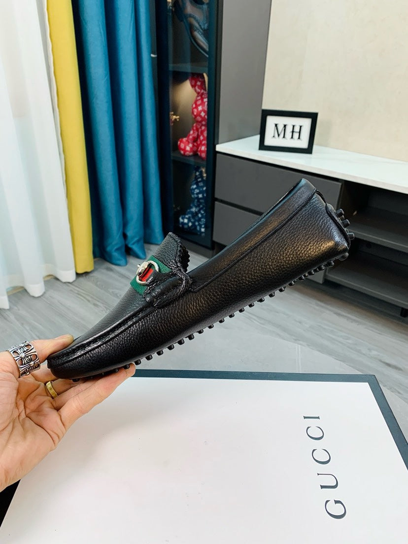 Gucci Men's Embossed Leather Driving Shoes