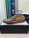 Gucci Men's Embossed Leather Driving Shoes