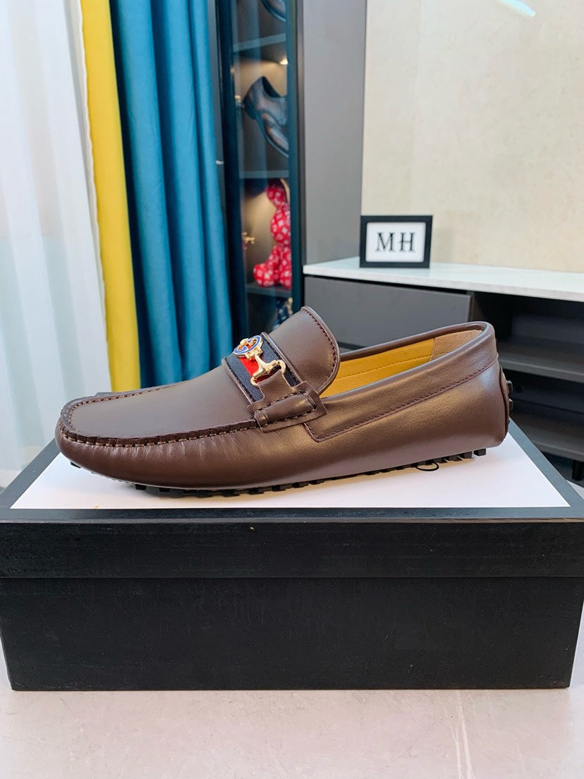 Gucci Men's Embossed Leather Driving Shoes