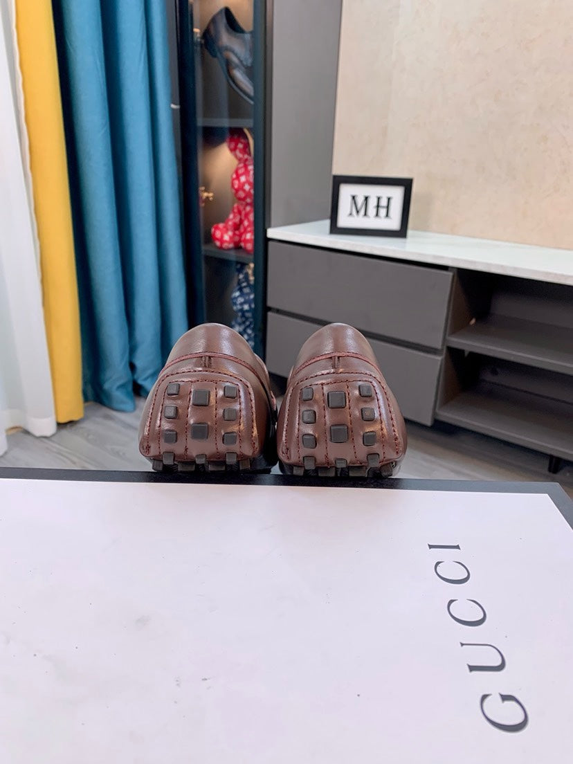 Gucci Men's Embossed Leather Driving Shoes