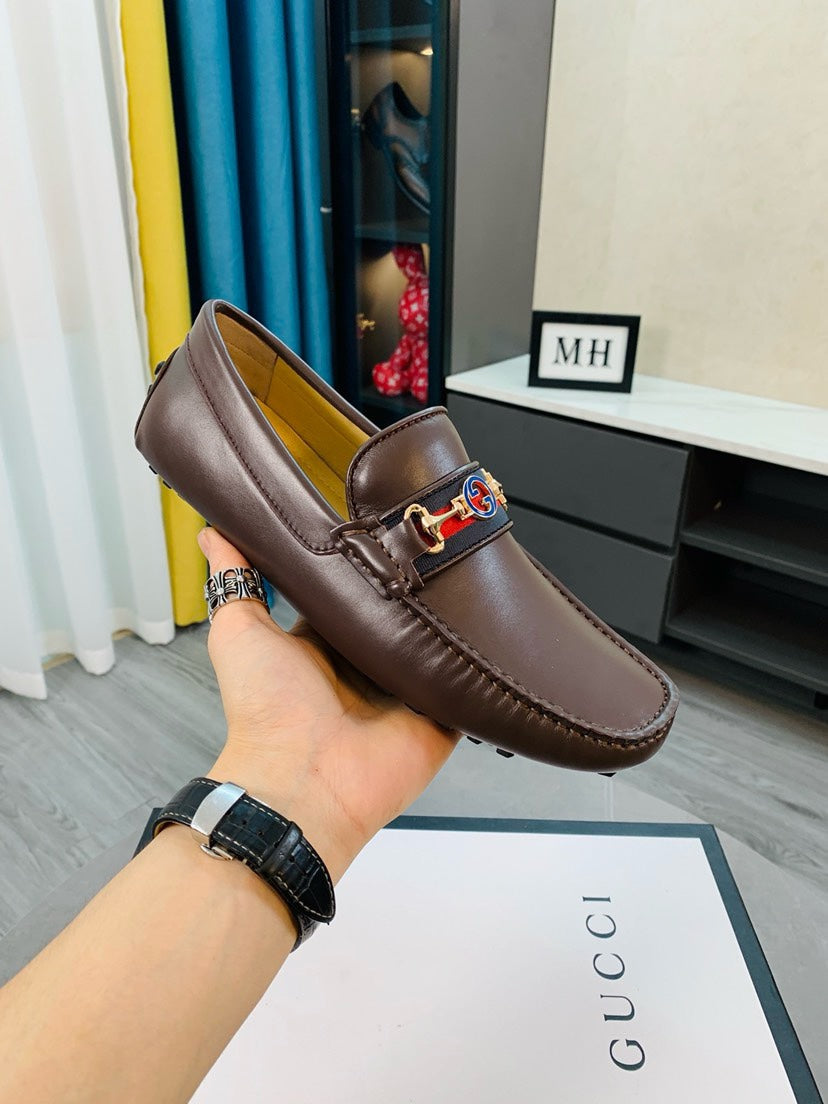 Gucci Men's Embossed Leather Driving Shoes