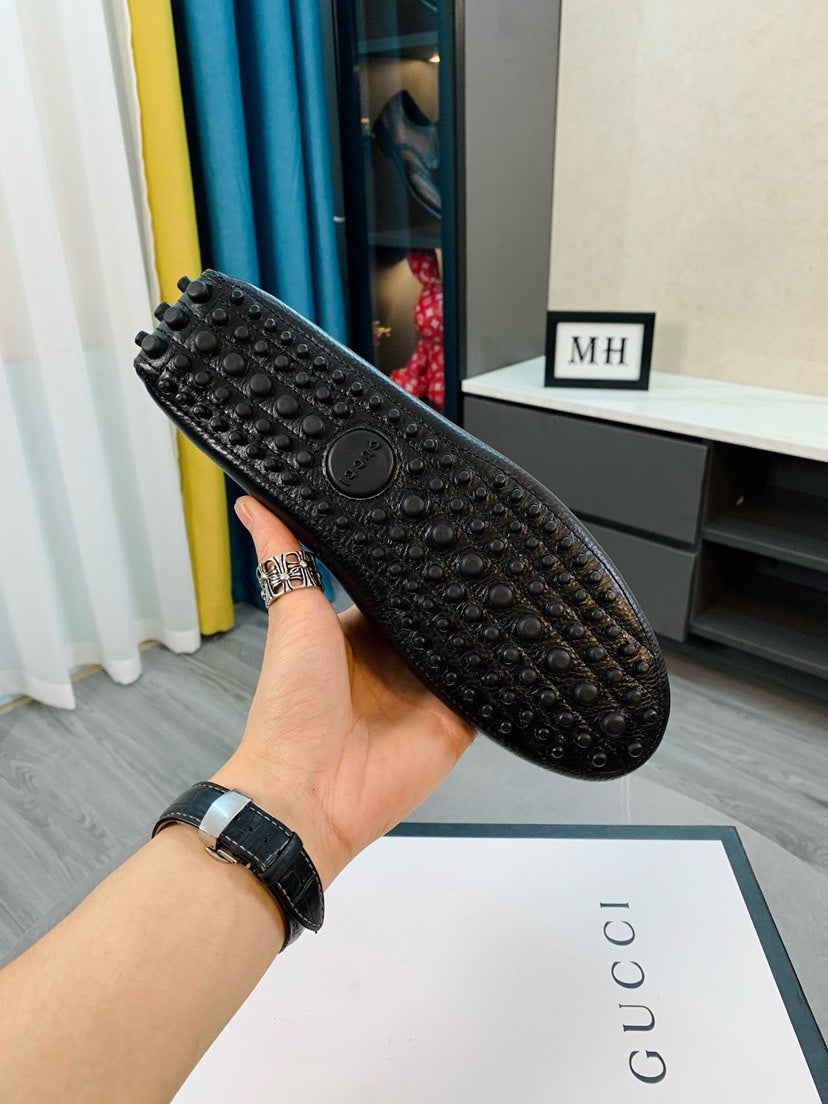 Gucci Men's Embossed Leather Driving Shoes