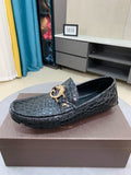 Gucci Men's Embossed Leather Driving Shoes