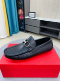 Ferragamo Pebbled Leather Driving Shoes