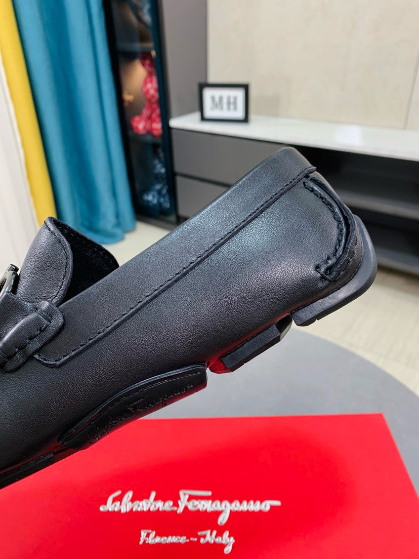 Ferragamo Pebbled Leather Driving Shoes