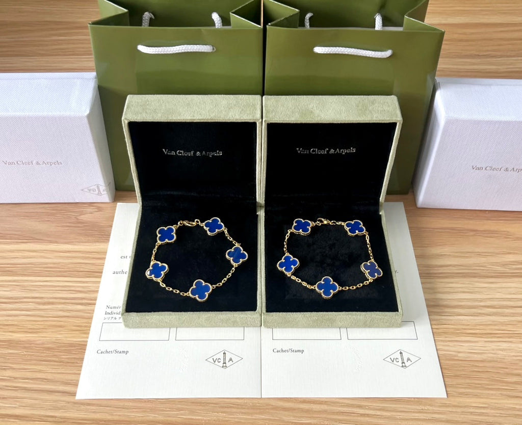 Van Cleef & Arpels Vintage Alhambra Blue Agate Bracelet