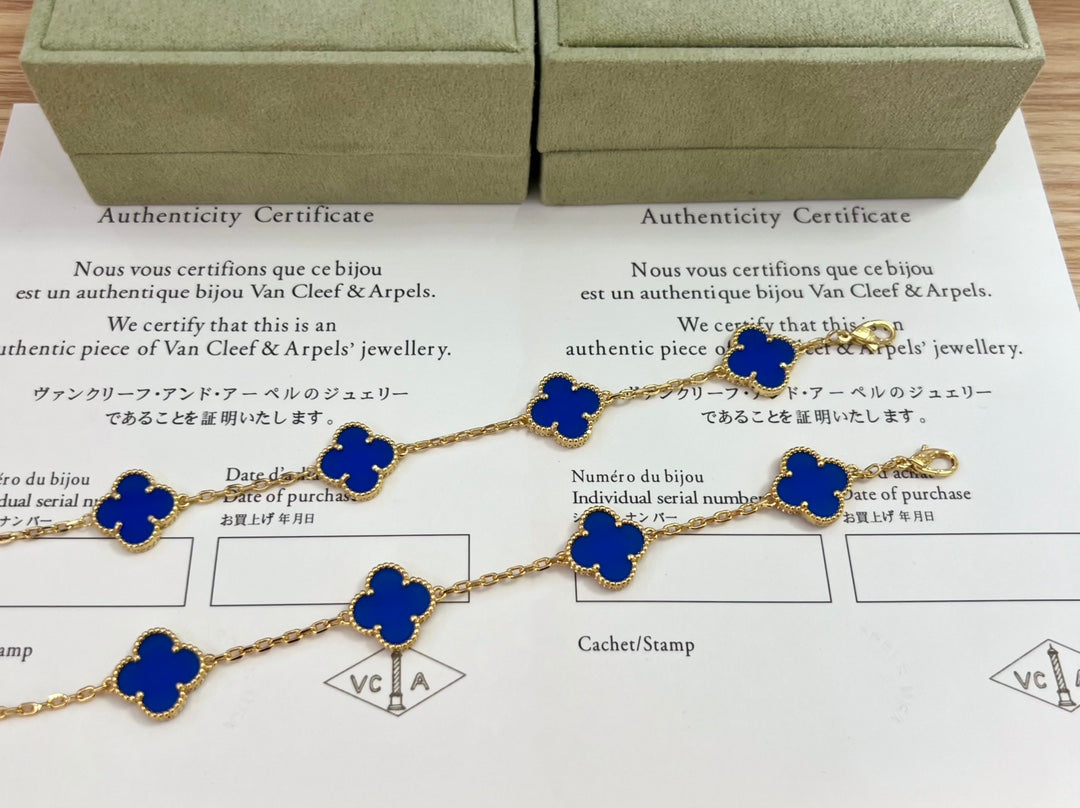 Van Cleef & Arpels Vintage Alhambra Blue Agate Bracelet