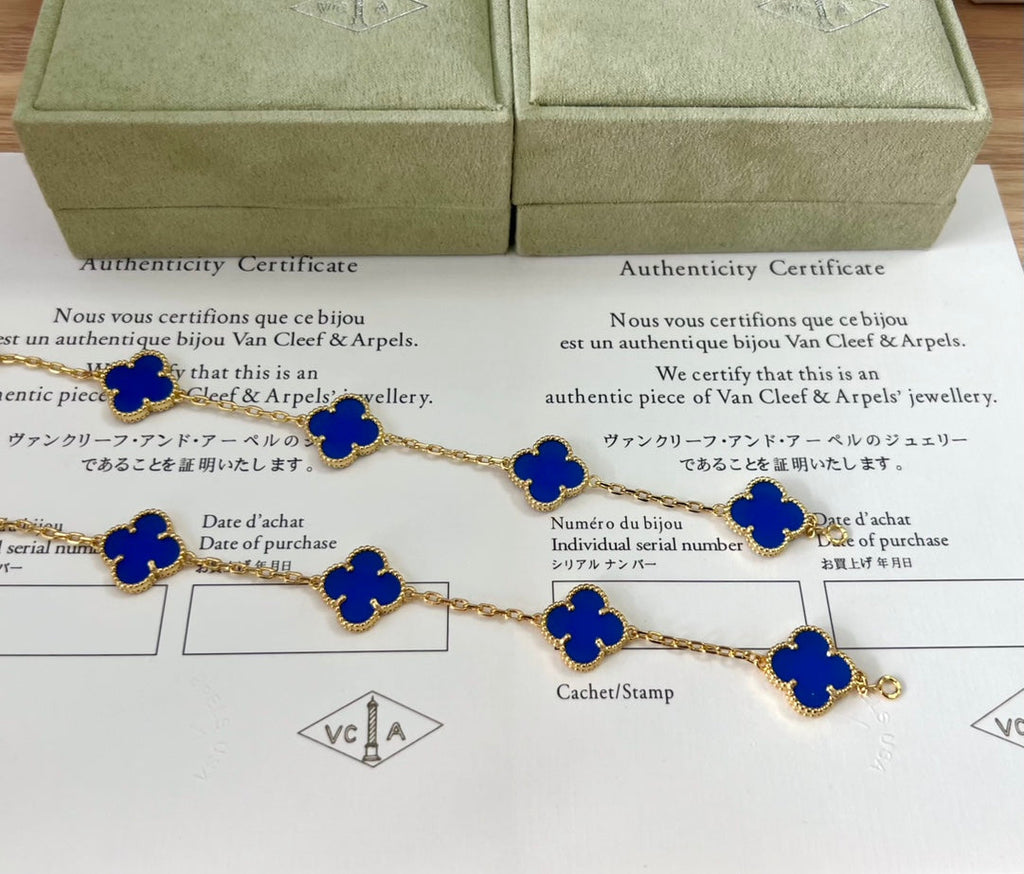 Van Cleef & Arpels Vintage Alhambra Blue Agate Bracelet