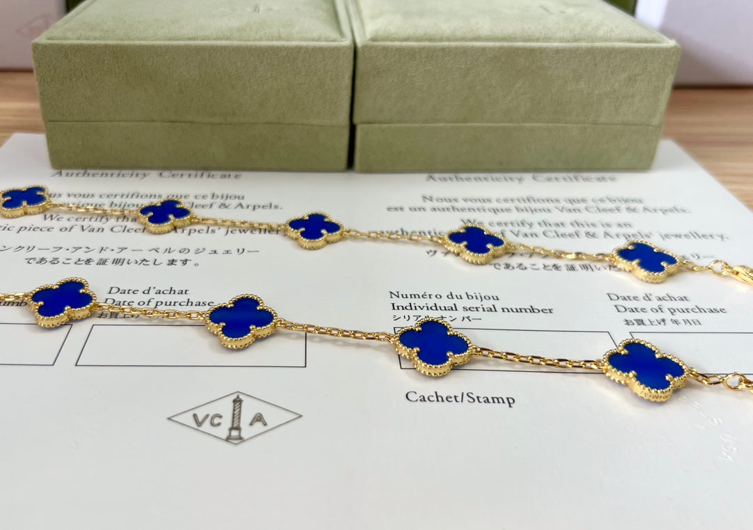 Van Cleef & Arpels Vintage Alhambra Blue Agate Bracelet