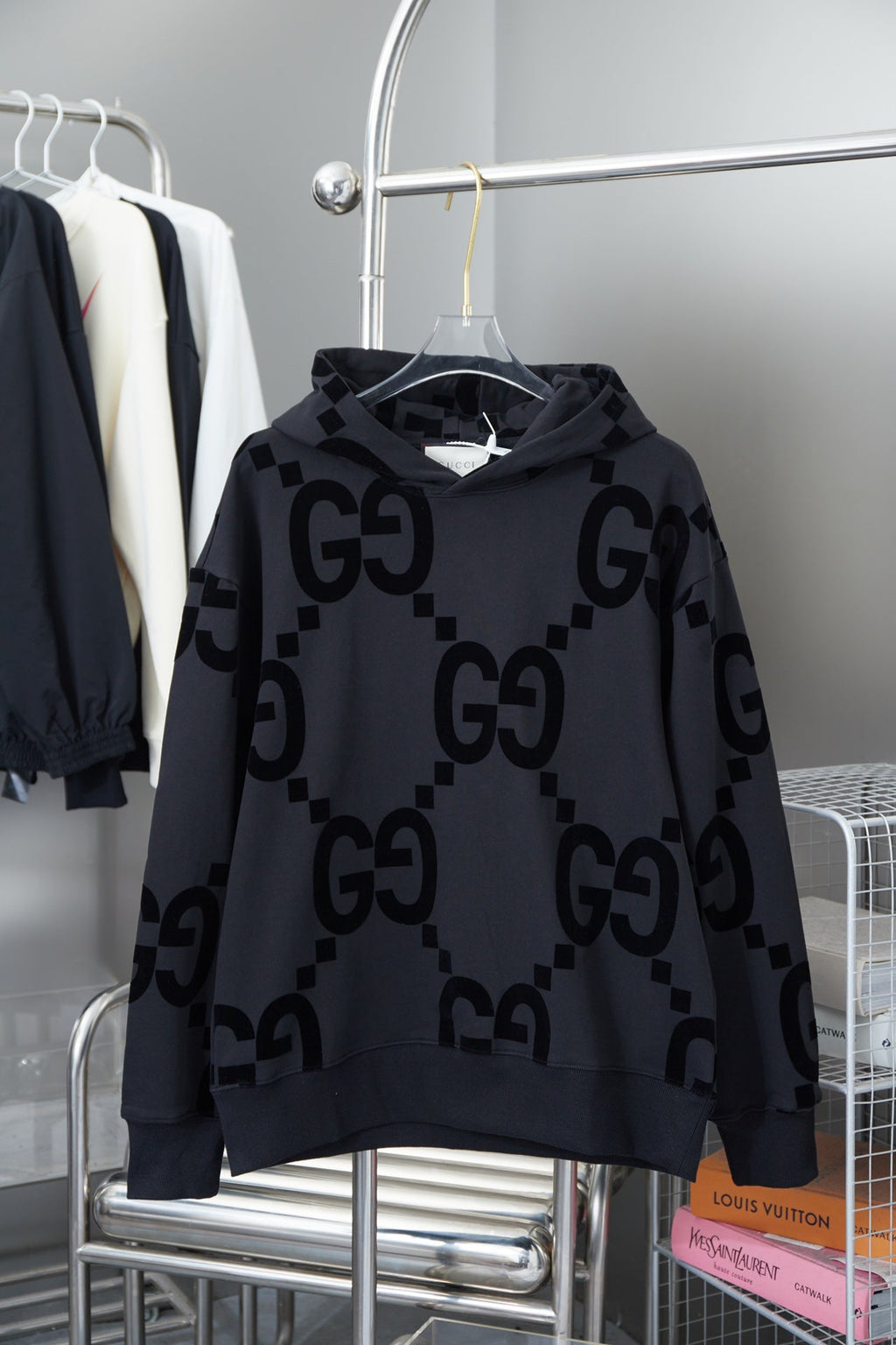Gucci Classic Double G Flocked Hoodie