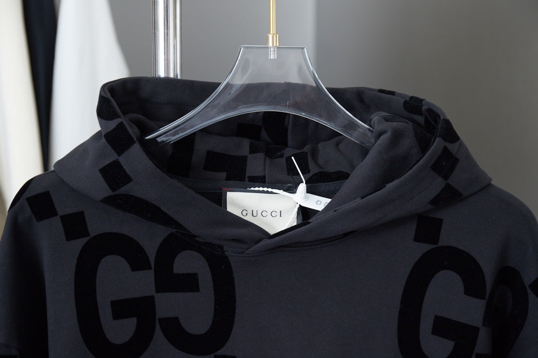 Gucci Classic Double G Flocked Hoodie
