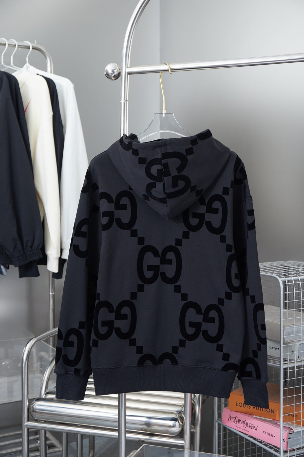 Gucci Classic Double G Flocked Hoodie