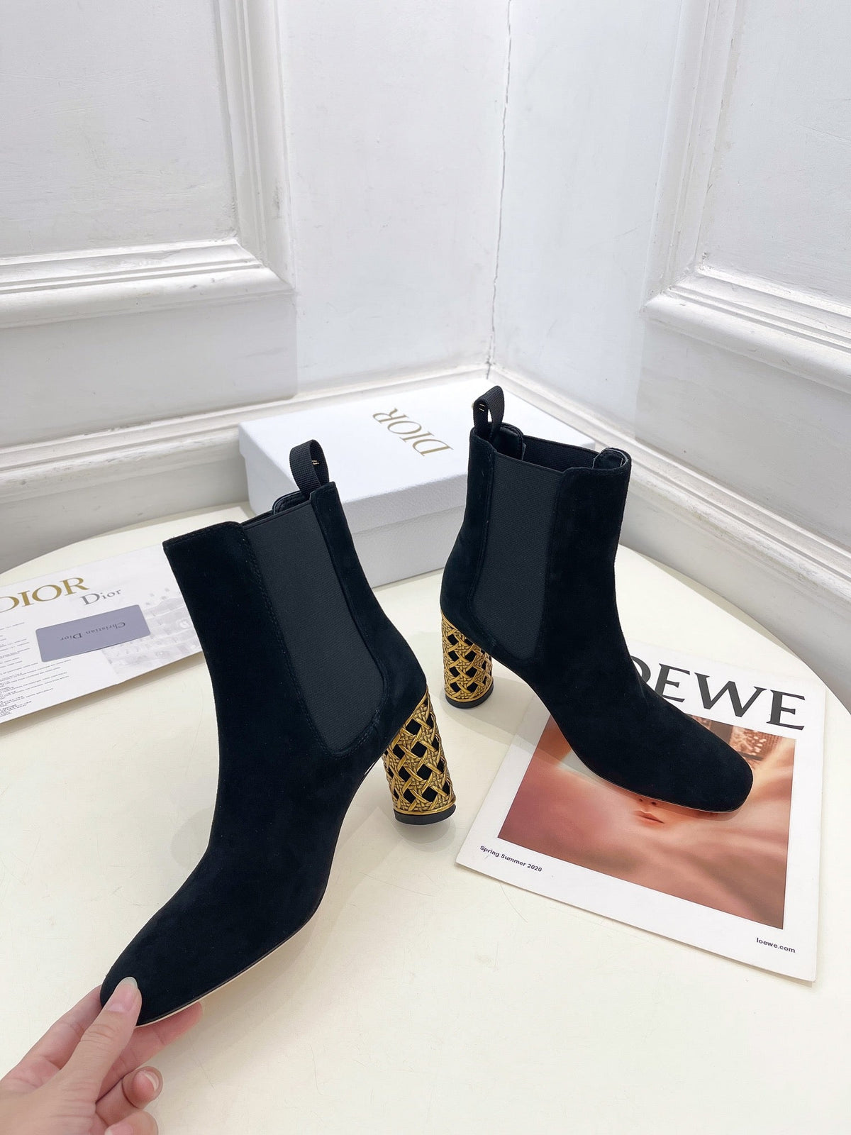 Dior Metallic Cannage Cylindrical Heel Chelsea Boots – 2024