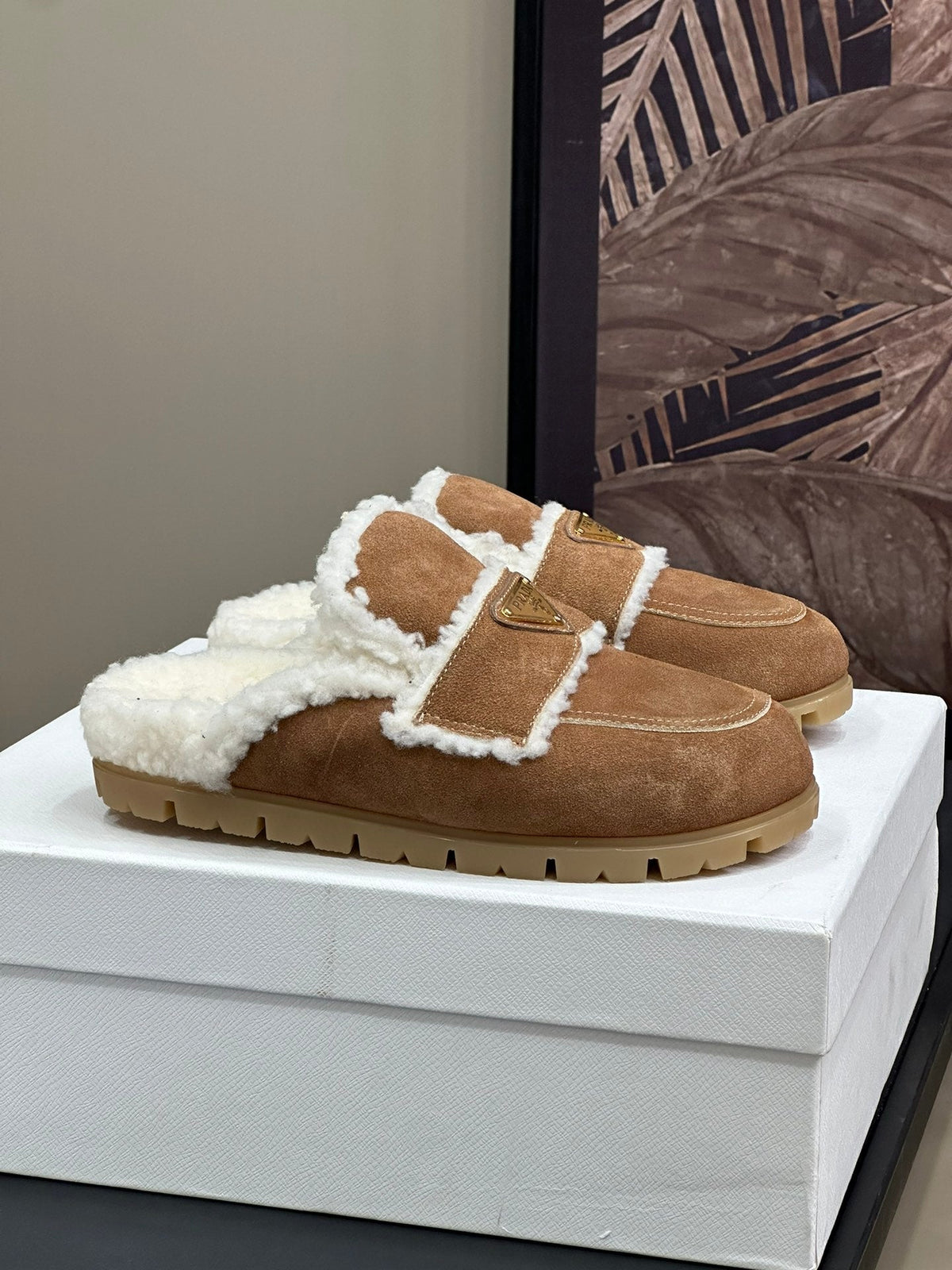 Prada FW24 Suede Fur Slippers – FW24