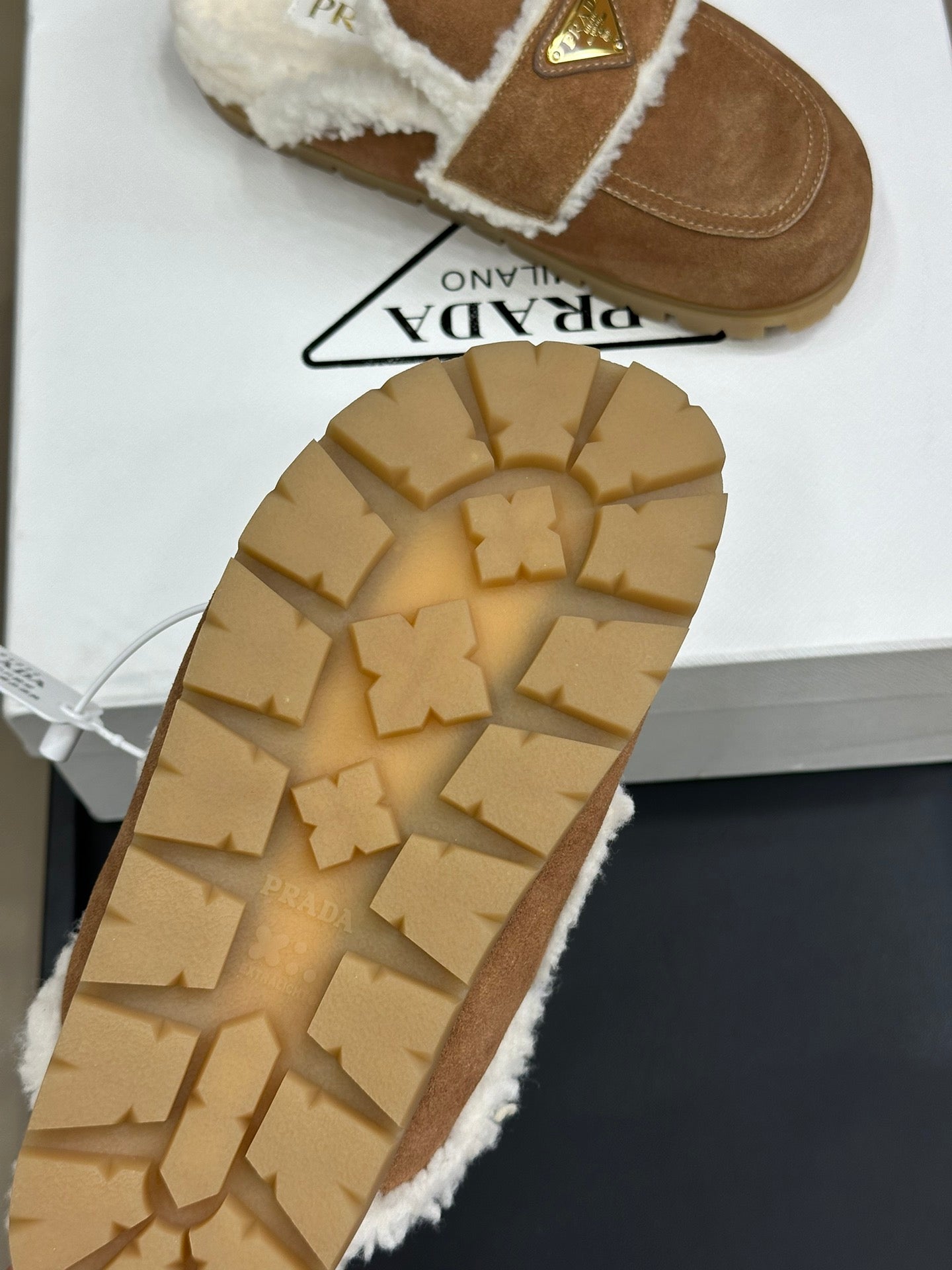 Prada FW24 Suede Fur Slippers – FW24