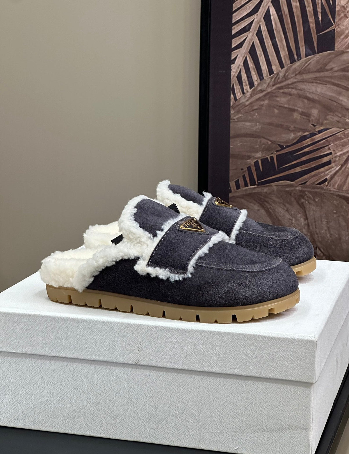 Prada FW24 Suede Fur Slippers – FW24