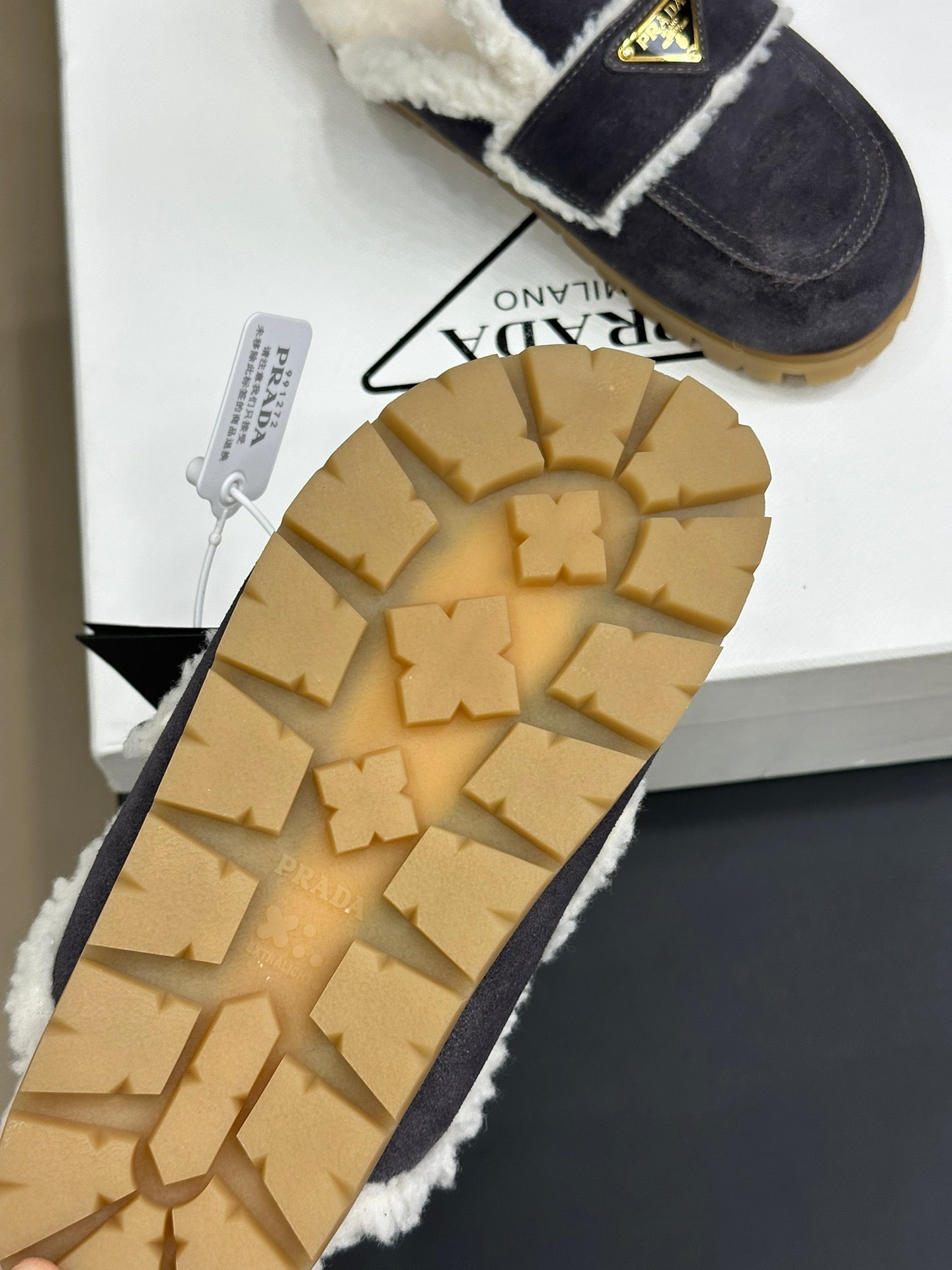 Prada FW24 Suede Fur Slippers – FW24