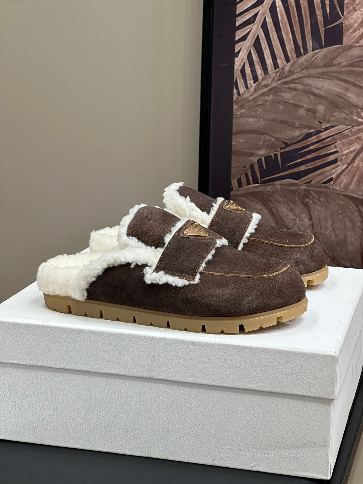 Prada FW24 Suede Fur Slippers – FW24