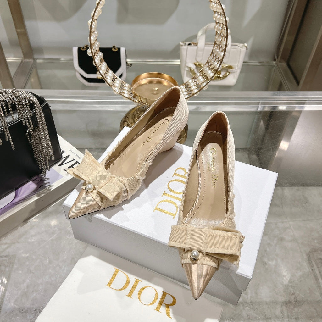 Dior Adiorable Bow Pearl Wedge Pumps