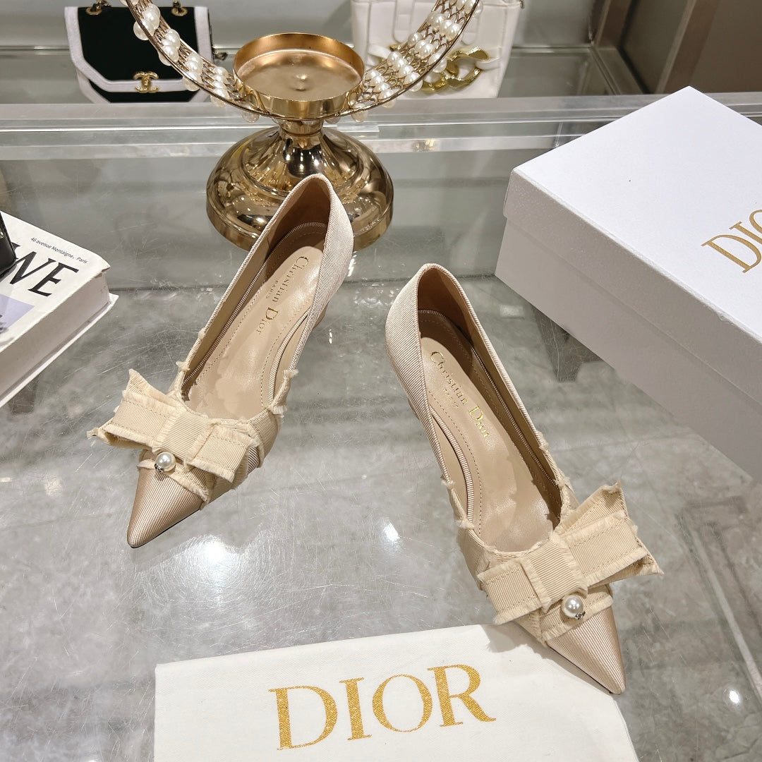 Dior Adiorable Bow Pearl Wedge Pumps