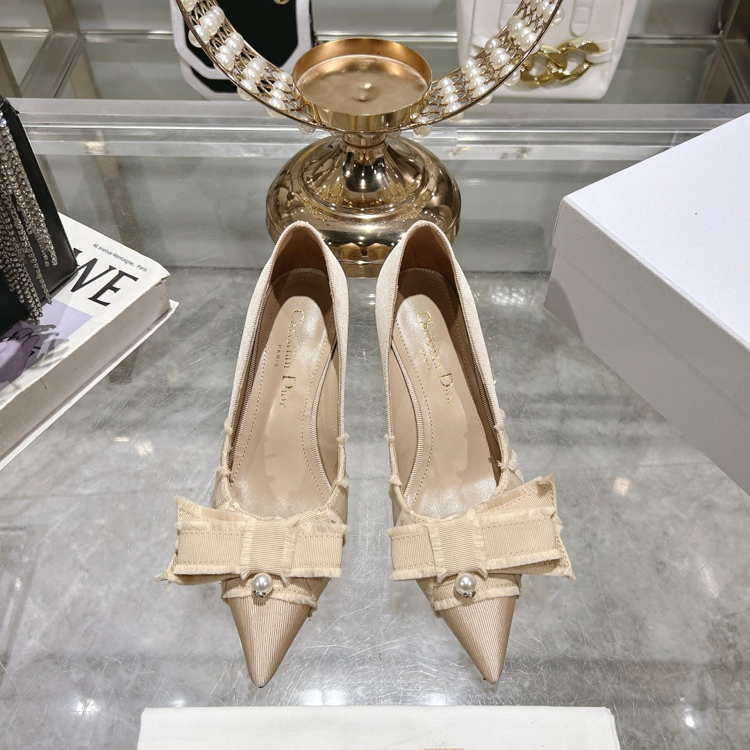 Dior Adiorable Bow Pearl Wedge Pumps