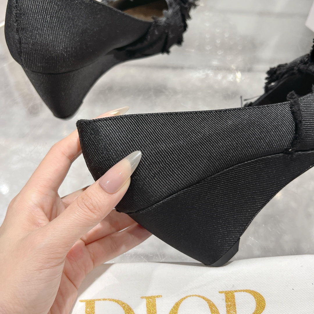Dior Adiorable Bow Pearl Wedge Pumps