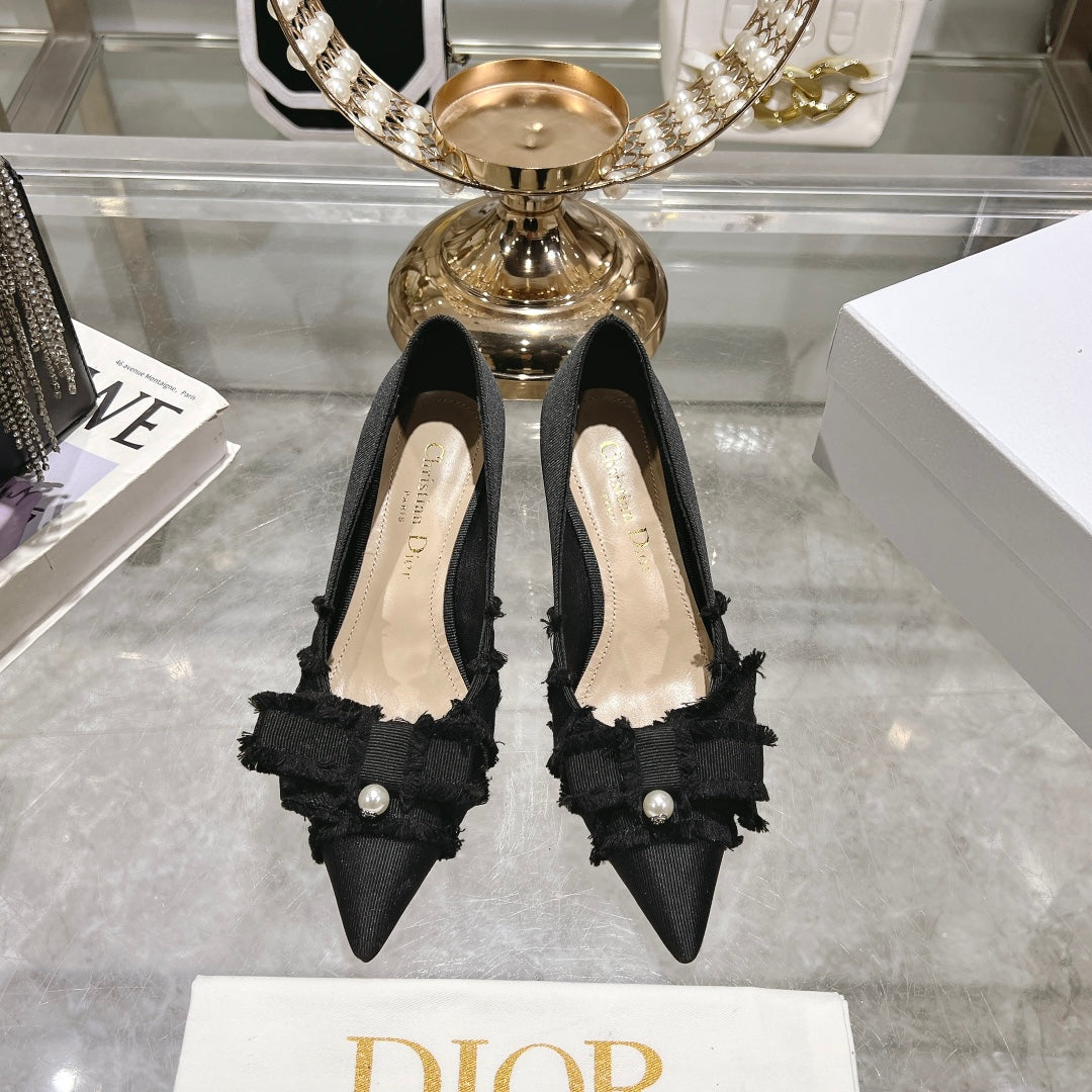 Dior Adiorable Bow Pearl Wedge Pumps